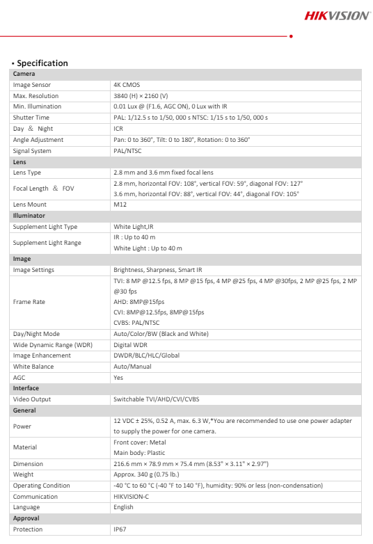 HIKVISION 8MP DS-2CE17U0T-LF 2.8mm (1ตัว) - Image 3