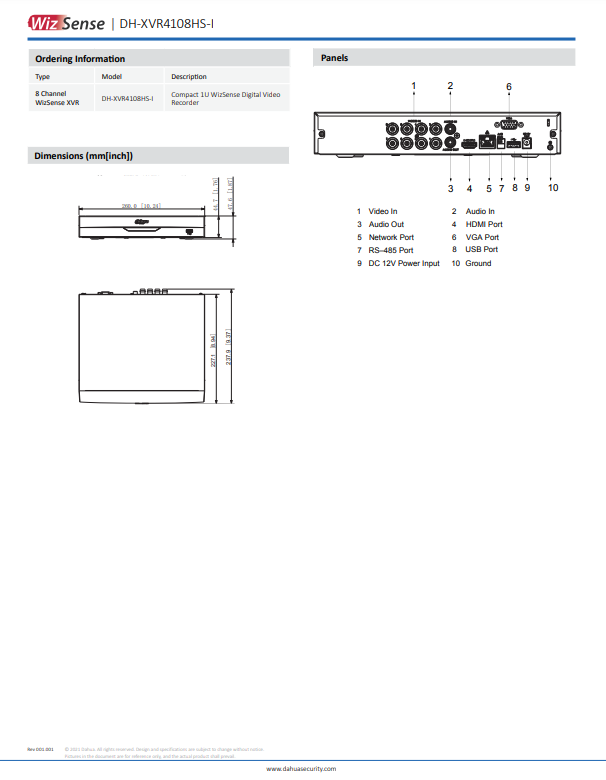 DAHUA XVR รุ่น XVR4108HS-I (AI Series) - Image 4
