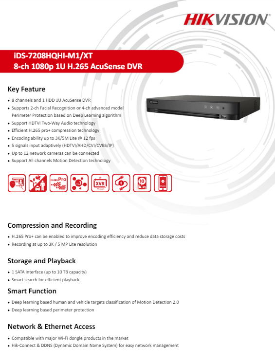 HIKVISION DVR รุ่น iDS-7208HQHI-M1/XT (8CH) 5ระบบ(1) - Image 3