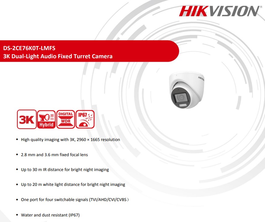 HIKVISION 3K กล้องวงจรปิด รุ่น DS-2CE76K0T-LMFS 3.6mm - Image 4