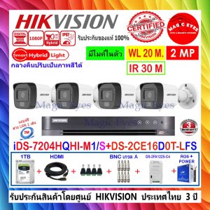 HIKVISION 2MP รุ่น DS-2CE16D0T-LFS 3.6(4)+DVR IDS-7204HQHI-M1/S+ชุด 1TB DS-2FA1225-C4/AC ประกอบด้วย
