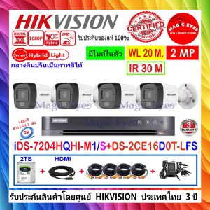 HIKVISION 2MP รุ่น DS-2CE16D0T-LFS 2.8mm(4)+DVR iDS-7204HQHI-M1/S+2TB FUSET