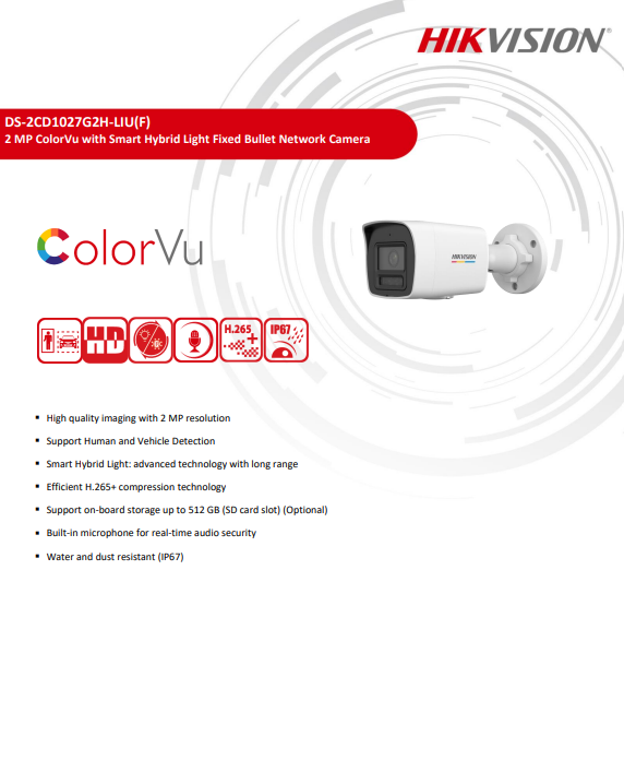 HIKVISION กล้องวงจรปิด IP 2MP DS-2CD1027G2H-LIUF 2.8/4mm - Image 2