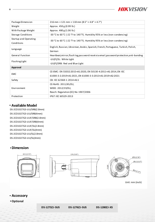 HIKVISION กล้องวงจรปิด Colorvu IP Camera 2MP รุ่น DS-2CD1027G3-LIU 2.8มม. หรือ 4มม. 1ตัว - Image 3