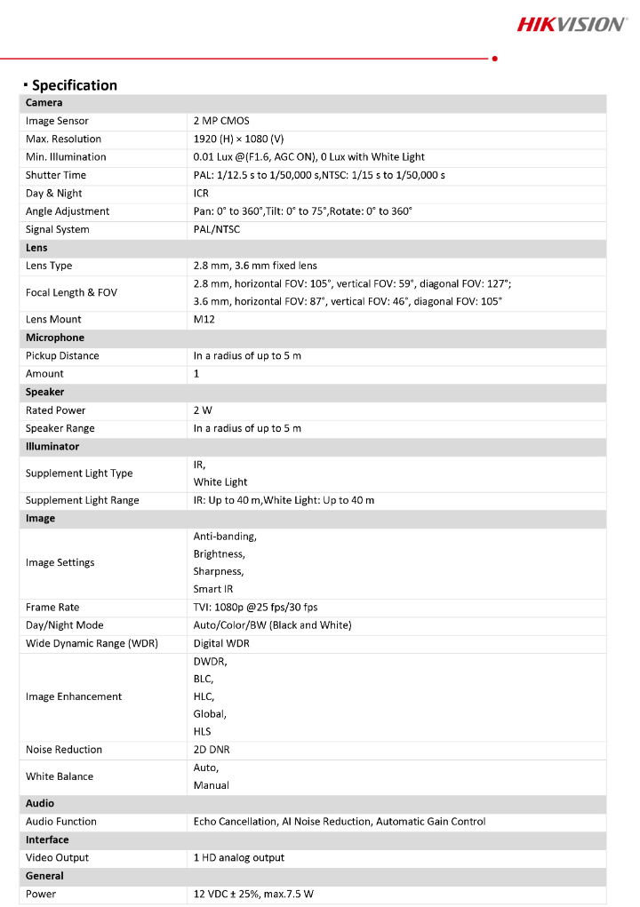 HIKVISION 2MP กล้องวงจรปิด Two Way Talk DS-2CE78D0T-LTS 2.8/3.6mm (ไม่ใช่กล้องWi-Fi) - Image 3