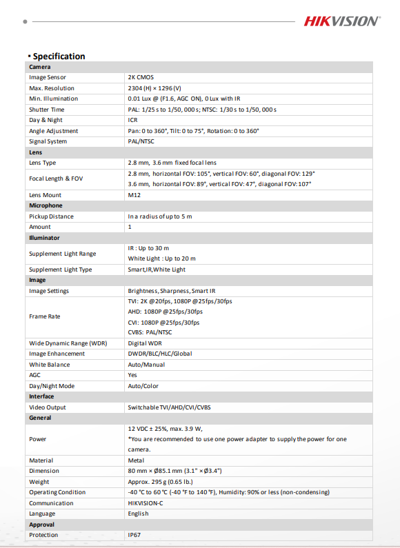 HIKVISION กล้องวงจรปิด Smart Hybrid Light 2K รุ่น DS-2CE76G0T-LMFS 2.8mm หรือ 3.6mm (1ตัว) - Image 4