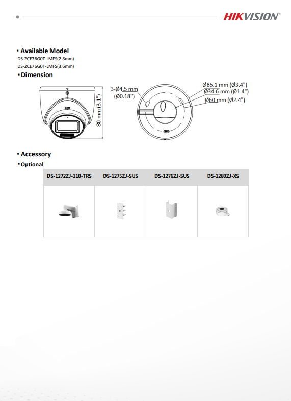 HIKVISION กล้องวงจรปิด Smart Hybrid Light 2K รุ่น DS-2CE76G0T-LMFS 2.8mm หรือ 3.6mm (1ตัว) - Image 3