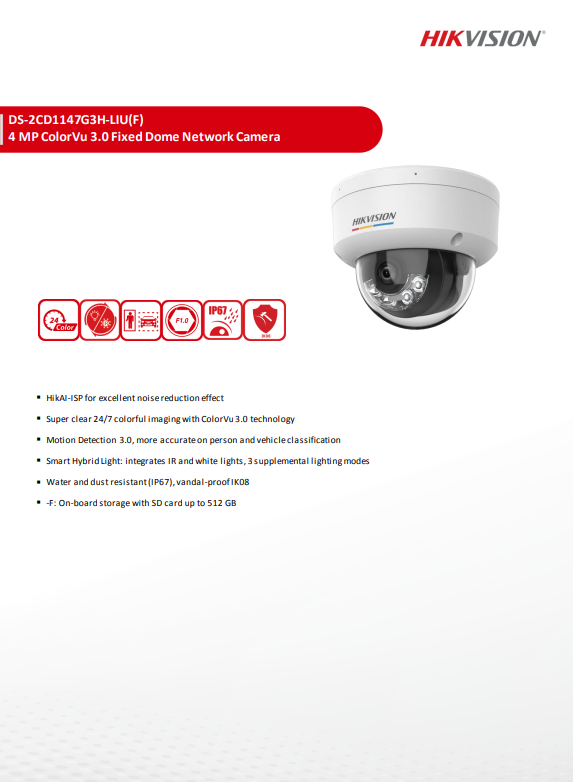 HIKVISION กล้องวงจรปิด IP COLORVU 4MP DS-2CD1147G3H-LIU 2.8/4mm(1) - Image 2